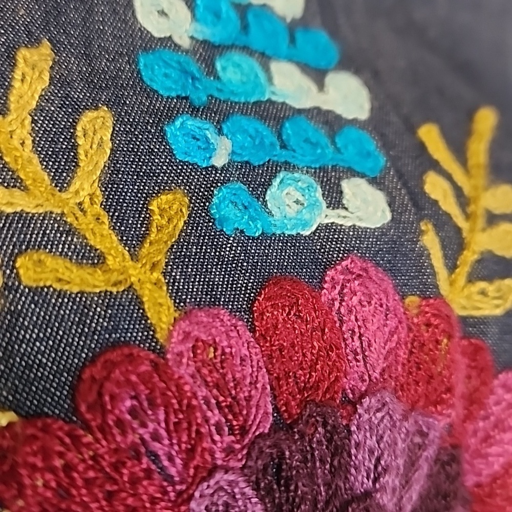 Anu Embroidered Denim Open Front Light Jacket - Picture 13 of 13